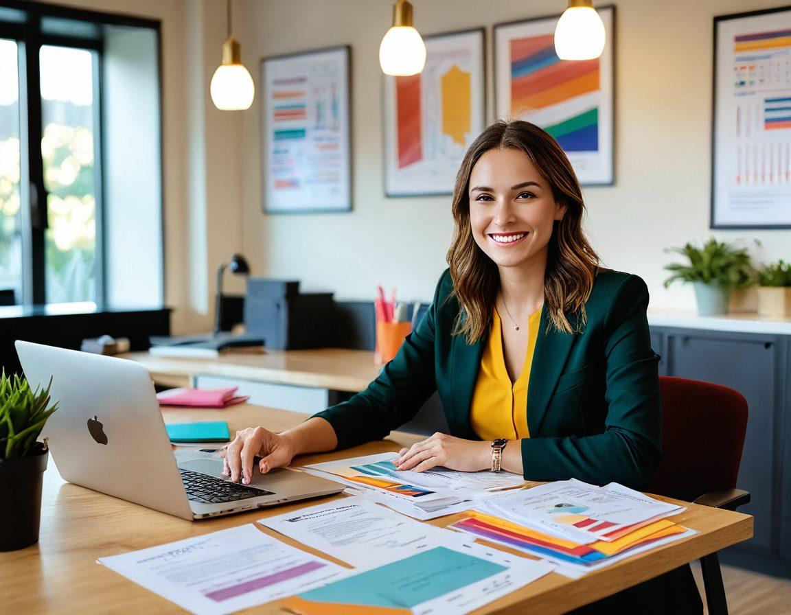 A wise, mature content creator depicted as a confident individual sitting at a desk, surrounded by various insurance documents, a laptop open with creative content displayed, a supportive mentor figure leaning in with advice, soft lighting to enhance a warm, collaborative atmosphere. modern illustration. vibrant colors. soft focus.